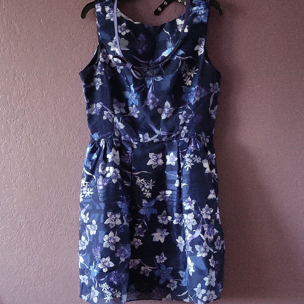 Danny & Nicole Blue and White Sleeveless Sundress